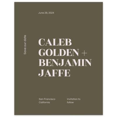 Khaki Olive, Green Wedding Digital Save the Date - Melvine Portrait