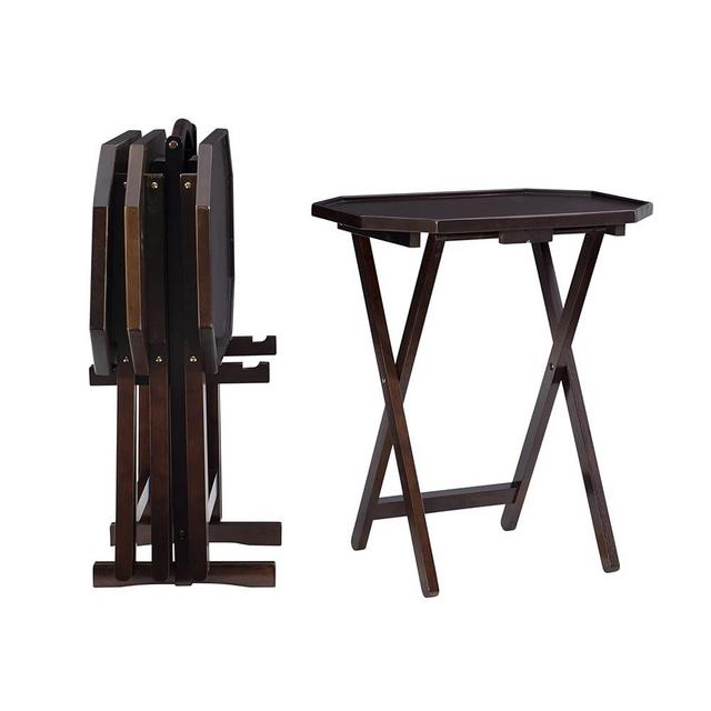 Powell James Tray Tables, Set of 4, Espresso, 15.75 x 26.38 x 23.63