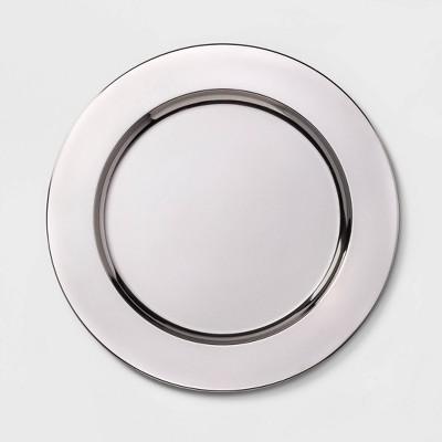 13&#34; Metal Polished Decorative Charger Silver - Threshold&#8482;