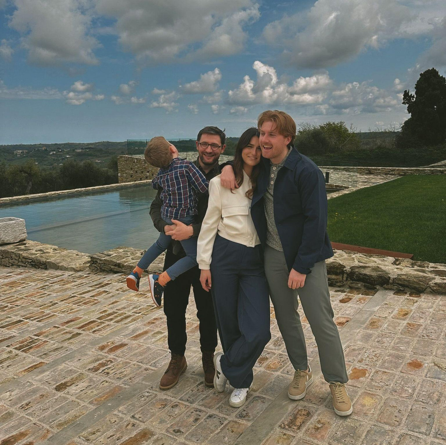 Nick holding Gabe, while gabe is trying to escape.. and spending time with Char & Jake before their wedding in Italy!