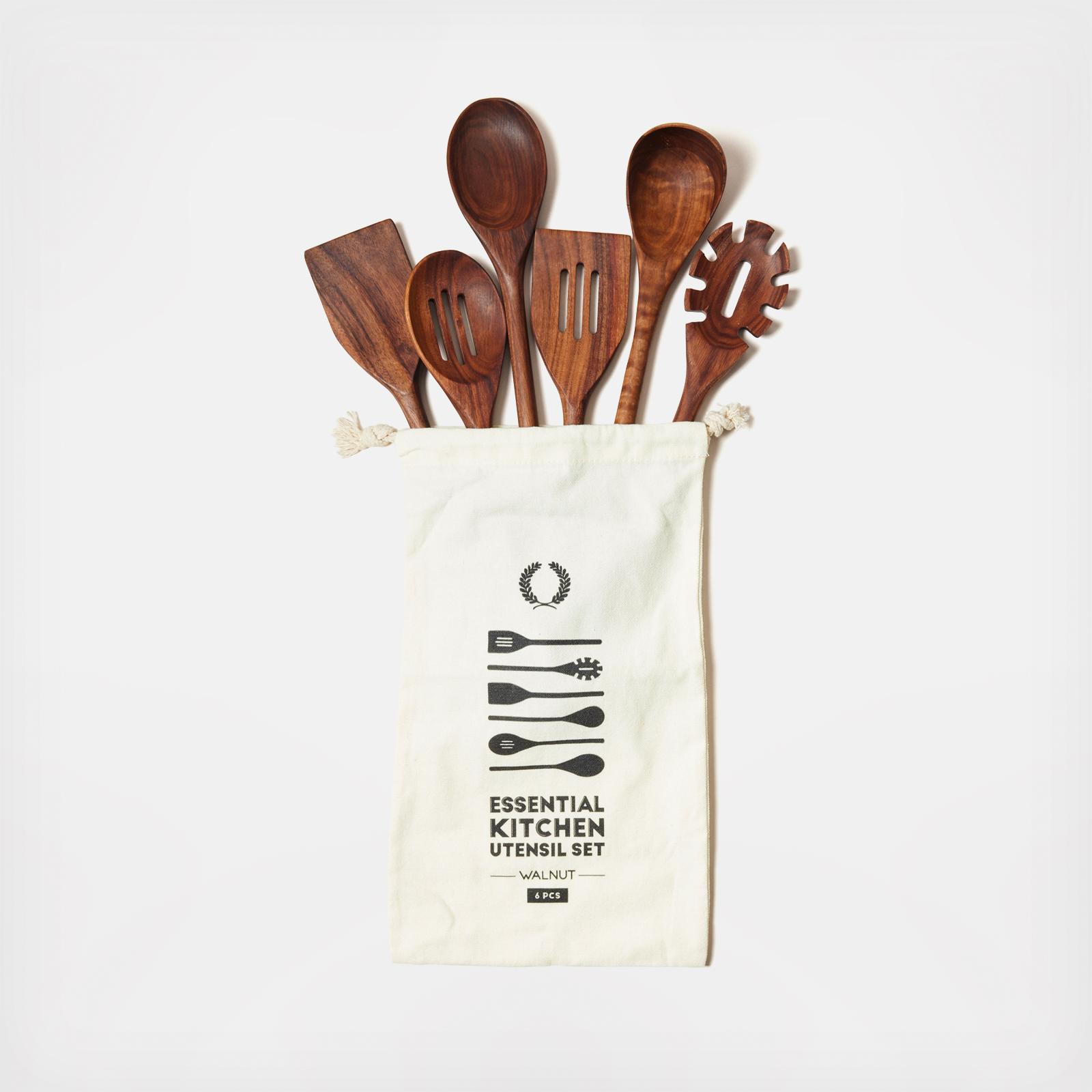 Farmhouse Pottery Essential Kitchen Utensils - Set of Six (6) in BEECH or  WALNUT - THE BEACH PLUM COMPANY