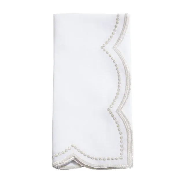 Saro Lifestyle Embroidered Polka Dot Napkin w/ Scallop Edge , 20"x20", Beige