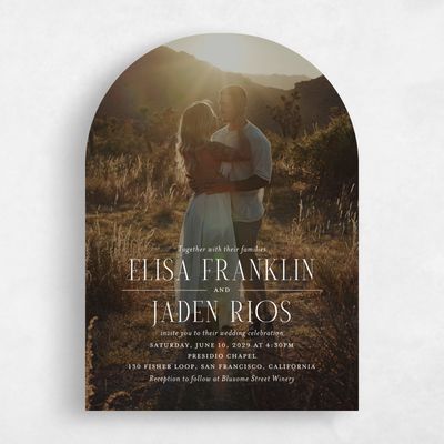 White Arch Wedding Invitation - Cole Portrait