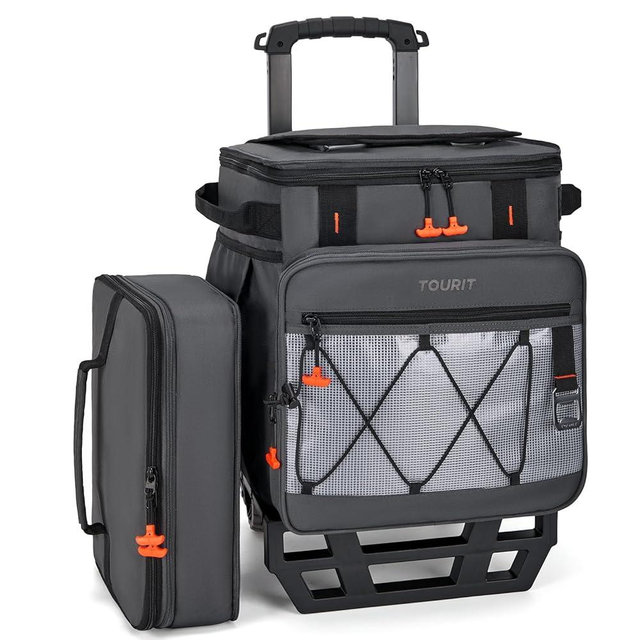 TOURIT 75 Can Rolling Cooler Detachable Double Deck Beach Cooler with Wheels Collapsible for Outdoor, Camping, Picnic, Travel