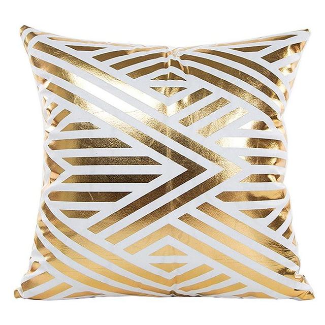Yanvan Pillow Covers, Gold Foil Printing Pillow Case Sofa Waist Throw Cushion Cover Polyester Soft Pillows Cover Home Decor (A)