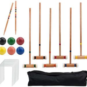 Crown Sporting Goods Six Player Deluxe Croquet Set with Sturdy Black Carrying Bag