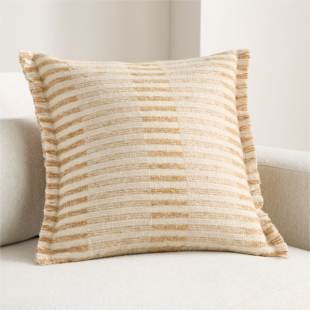 Bibury Wool Blend 20"x20" Camel Tan Throw Pillow Cover with Feather Insert