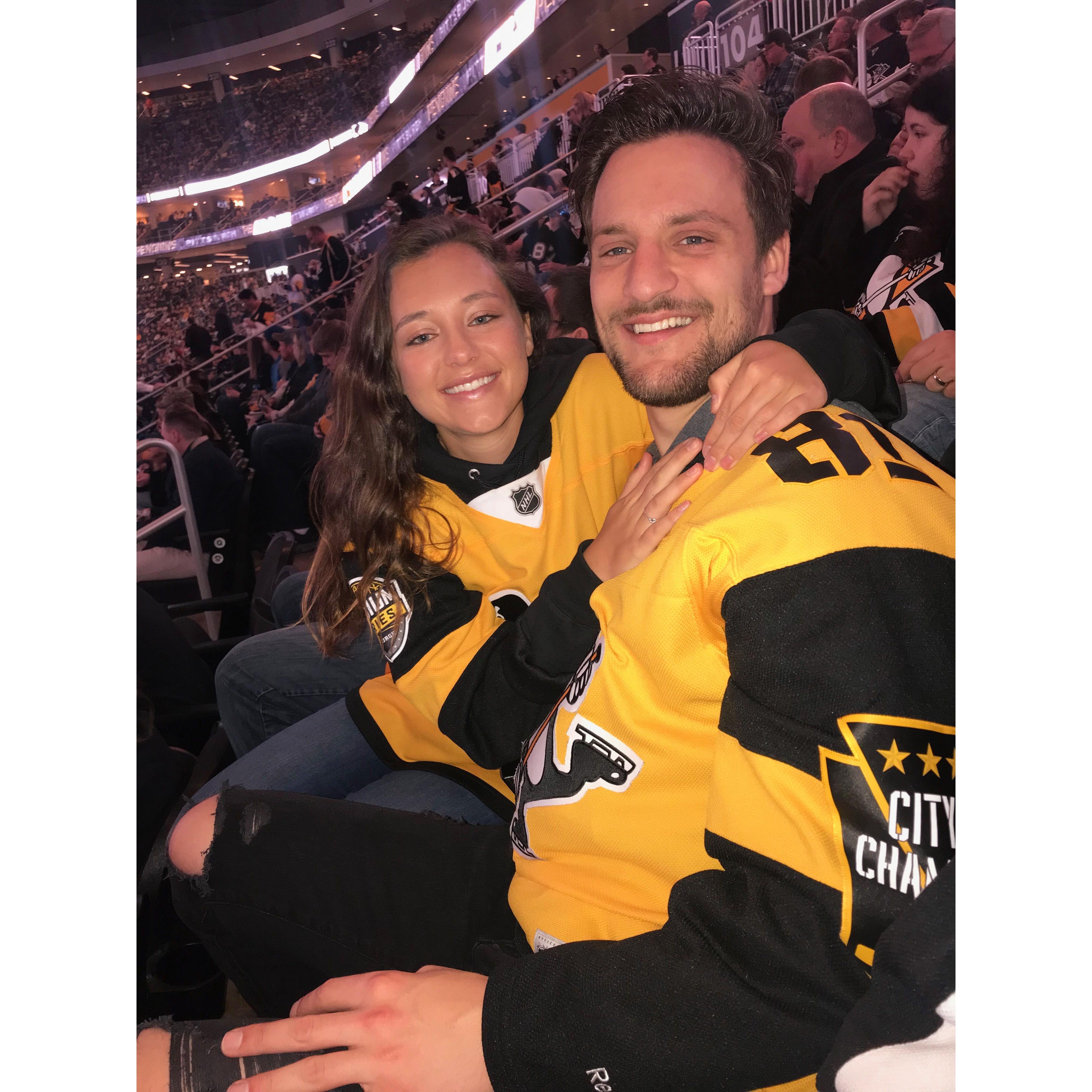 Our first Pens game (Elise has been a die hard fan ever since)