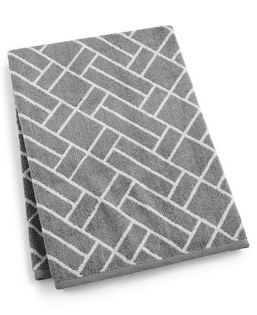 Block Geo Cotton 30" x 56" Bath Towel, Created for Macy's
