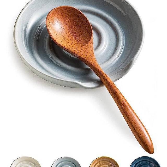 Spoon Rest for Stove Top, Spoon Holder, Swirl Shape, Perfect for Preventing Sauce Spillage, Cooking Utensils Holder for Spatula, Coffee Spoon, Spoon Cradle, Kitchen Accessories, Light Gray