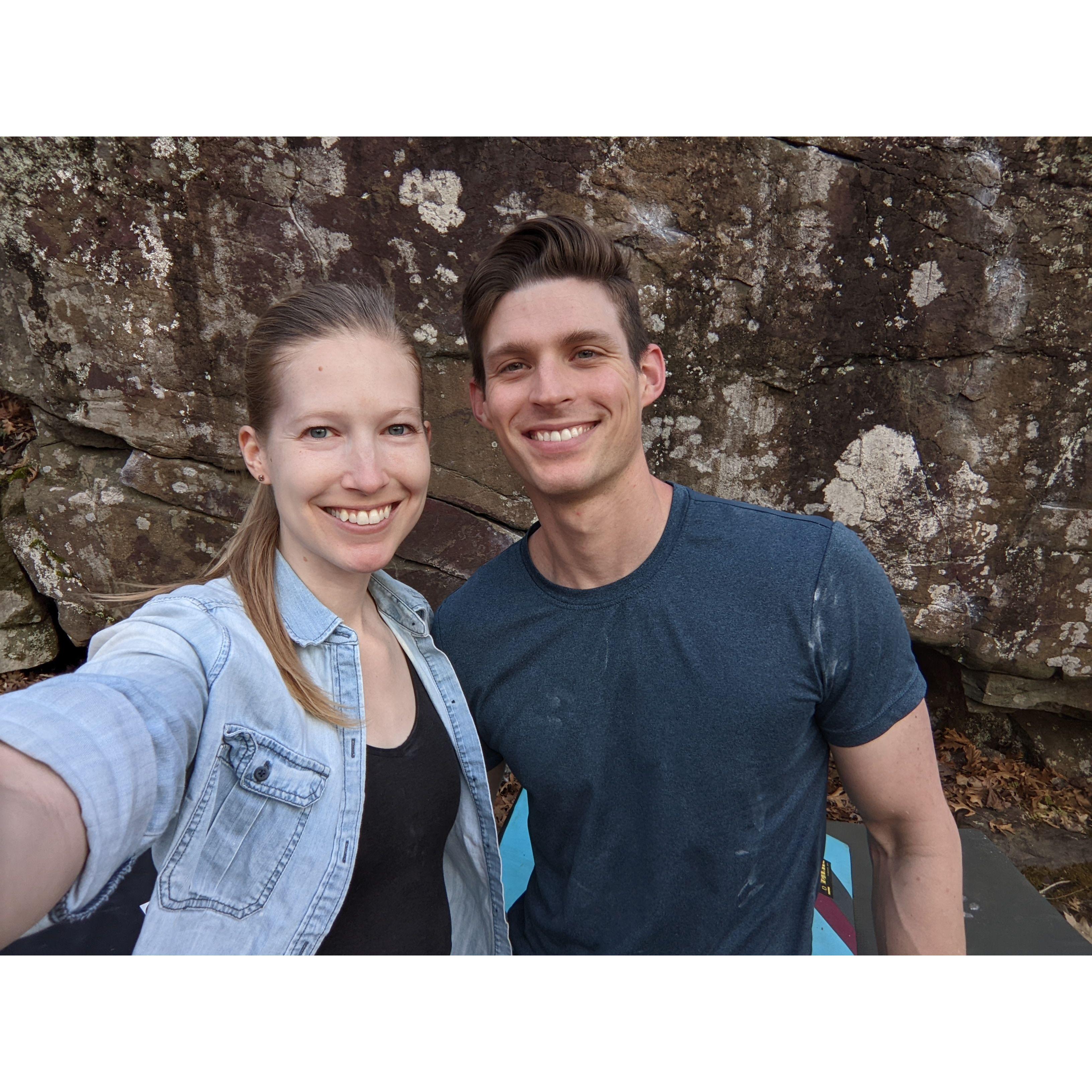 One of our early dates bouldering at Taylors Falls (WI side)