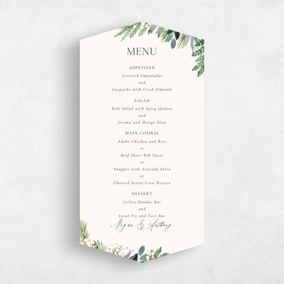 Green Diamond Wedding Menu - Winslow