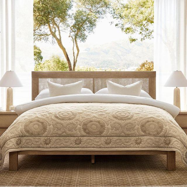Alanya Suzani Quilt, Natural, King/Cal. King