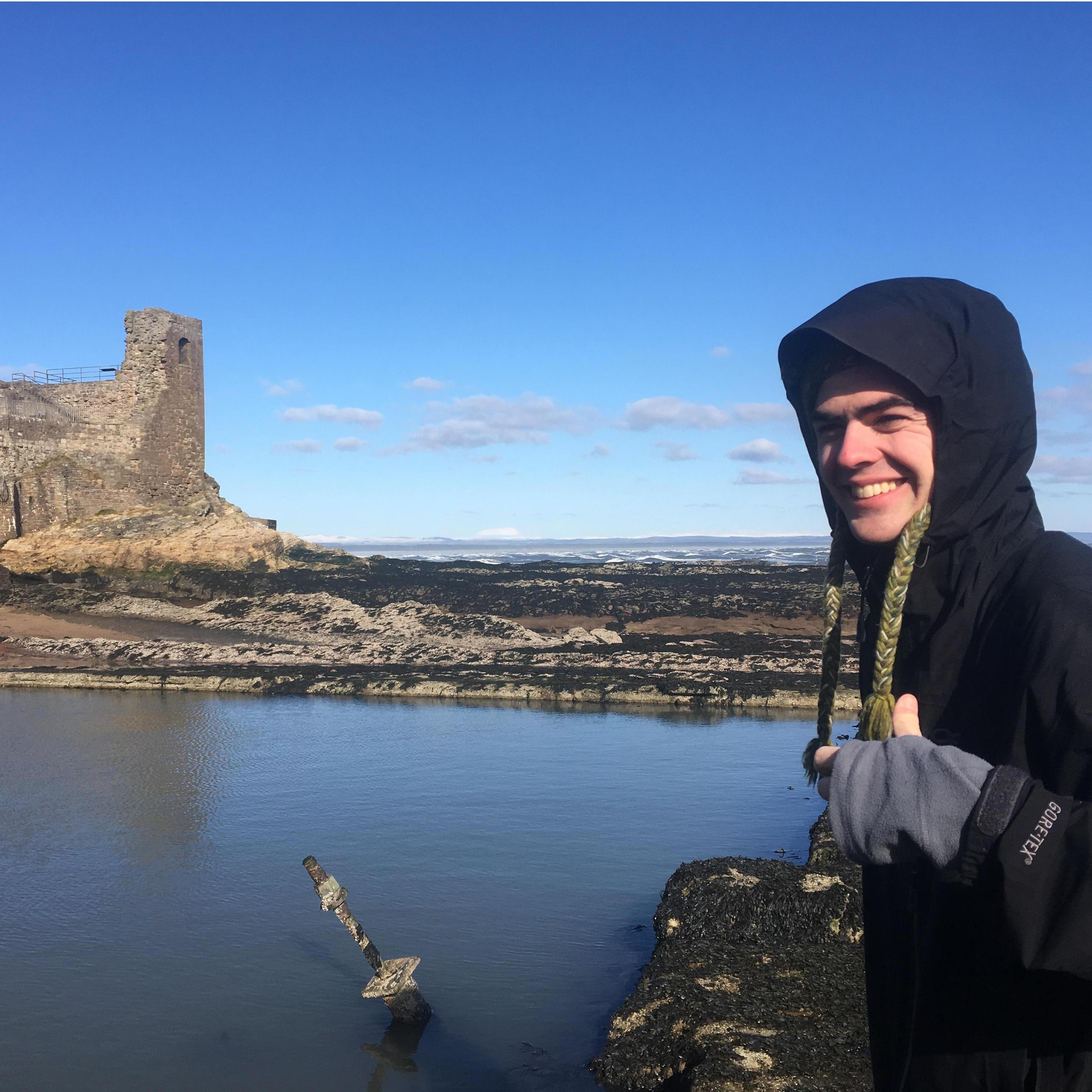 I visited Lacey in St. Andrews, but was heading to North Africa so did not think to pack very warm clothes. I was happy to see the ruins around the town, but the North Sea winds left me shivering.