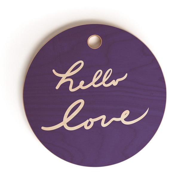 Deny Designs Hello Love Violet Round Cutting Board