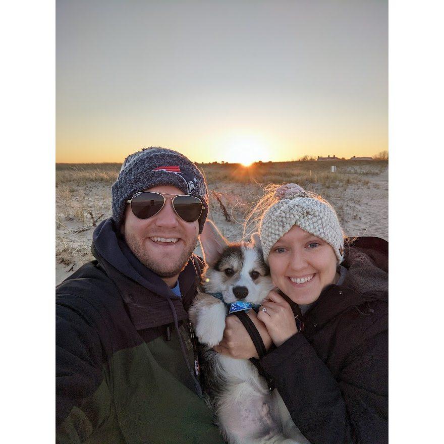 Kona's first trip to the beach, he was thrilled!