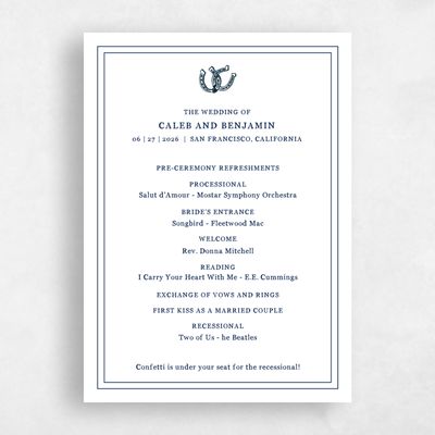 White Standard Wedding Program - Marana