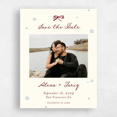 Light Burgundy, Yellow Wedding Save the Date - Moire Photo