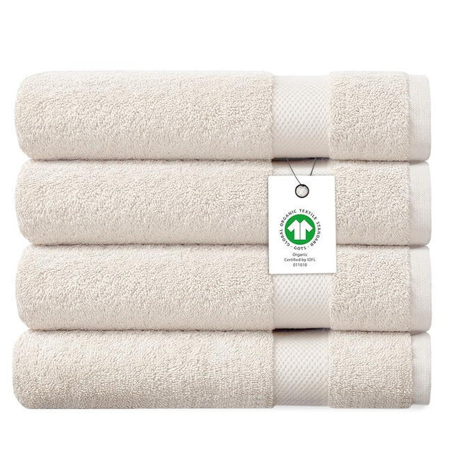 Delara Organic Cotton Luxuriously Plush Bath Towel Pack of 4 | GOTS & OEKO-TEX Certified | Premium Hotel Quality Towels | Feather Touch Technology|650 GSM Long Staple|Soft, Quick Dry & Ultra-Absorbent