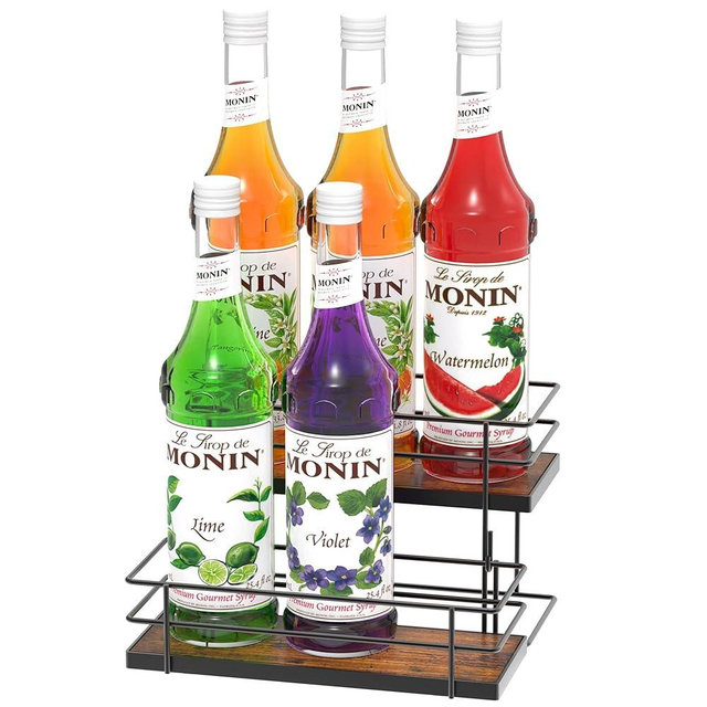 Alyoen Coffee Syrup Rack Organizer, Syrup Holder Stand for Coffee Bar, 6 Bottles Small Coffee Bar Organizer Shelf, Coffee Station Organizer for Countertop Wine, Liquor