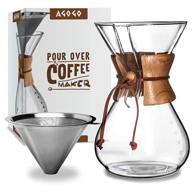 AGOGO Pour Over Coffee Maker Set Classic Series with Filter Para Más de Cafetera 8 Cups