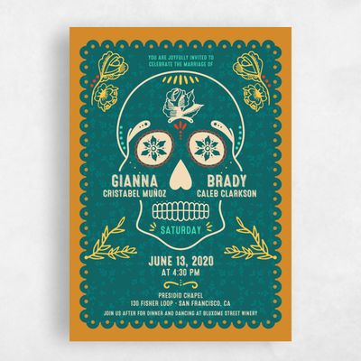 Gold, Orange Wedding Invitation - Rios Portrait