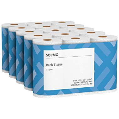 Amazon Brand - Solimo 2-Ply Toilet Paper, 350 Sheets per Roll, 30 Count