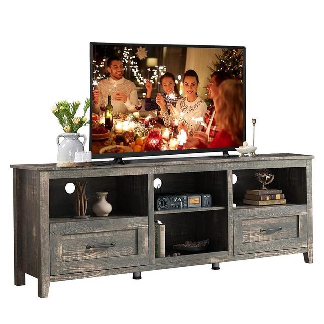 SAINTCY TV Stand 70 inch for TVs Up to 80", Large Entertaiment Center with Drawers for Living Room, Television Stands with Storage, TV Console Cabinet Furniture for Bedroom Dark Rustic Oak