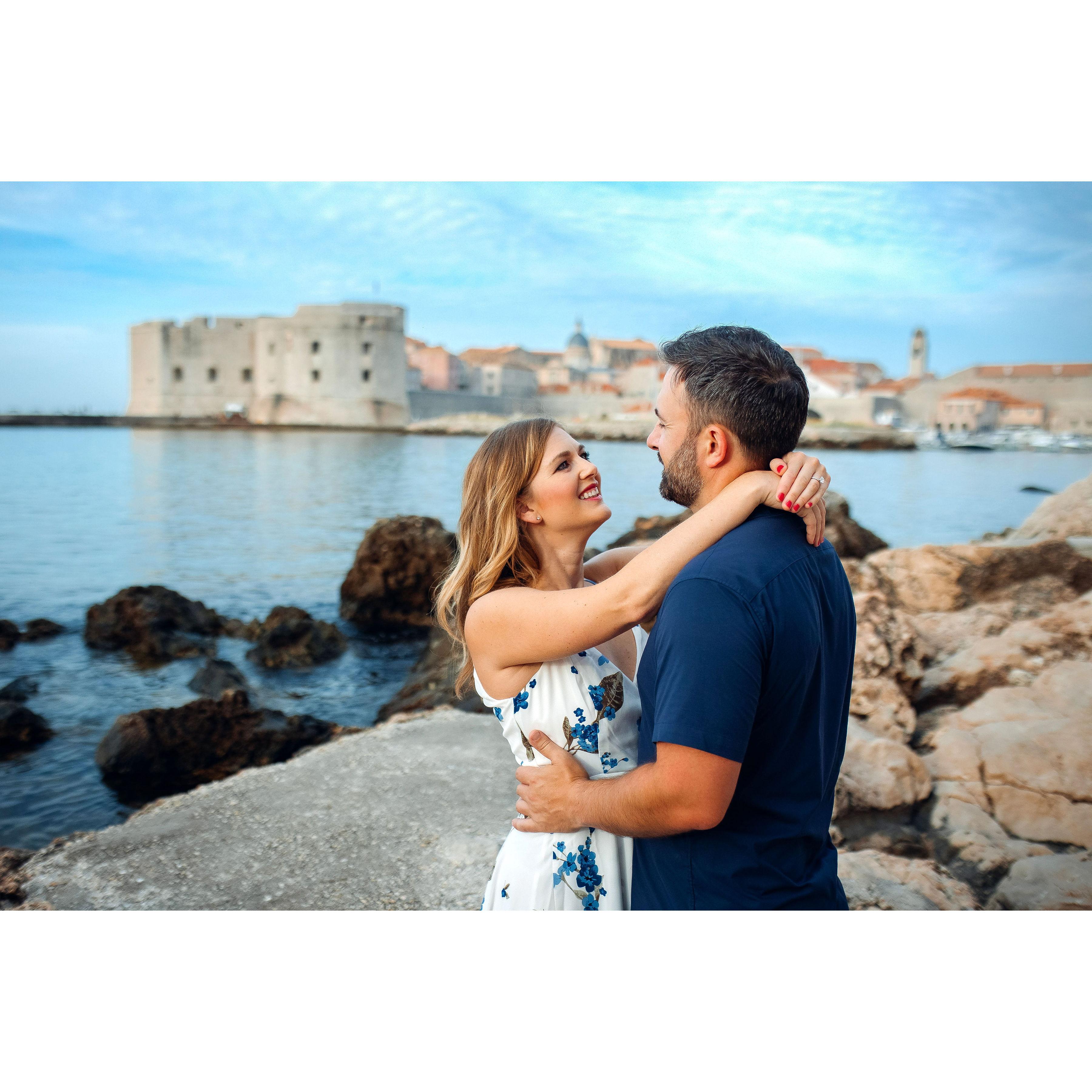 We took our engagement photos in Dubrovnik Old Town during our engagement trip to Croatia and Italy in Sept, 2023