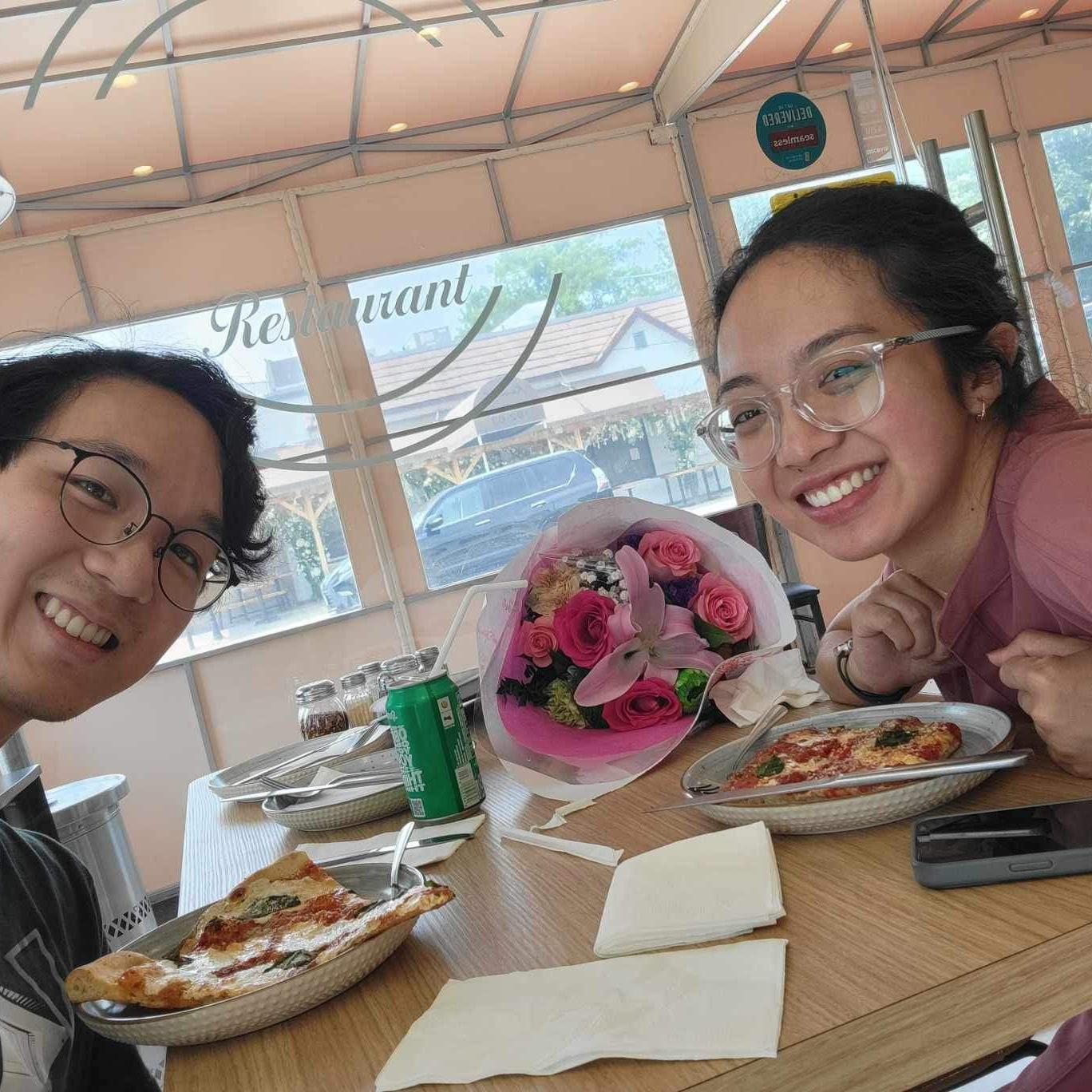 2024 - Visiting Jenn after work with flowers and a nice lunch uwu