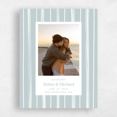 Soft Teal, Blue Wedding Save the Date - Coastal Photo