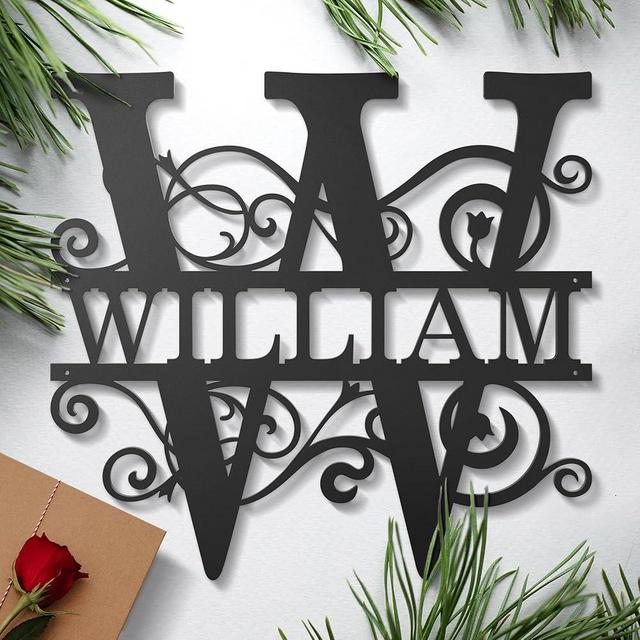 Custom Metal Signs Family Name Sign, Last Name Signs, Home Decor Metal Wall Art Outdoor, Style Split Letter Monogram Wall Decor, Metal Garden Decor, Personalized Wedding Gift