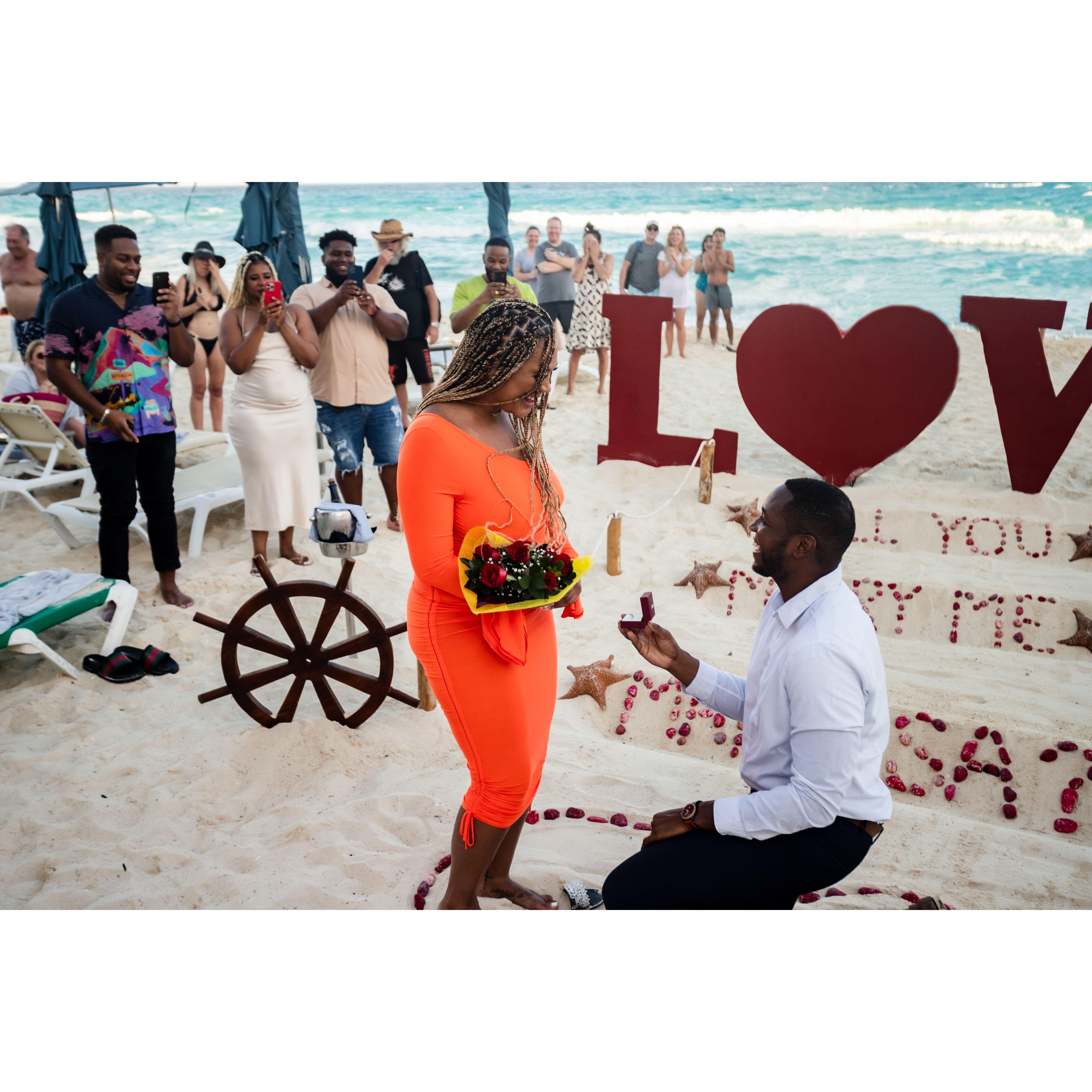 Lance proposed to Marissa oceanfront in Cancun Mexico during her 31st birthday trip!