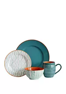 Baum BrothersTangiers Turquoise 16-Piece Dinnerware Set