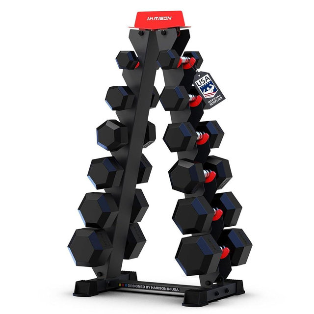 HARISON 6-Tier Dumbbell Rack Stand Only, A-Frame Design Weight Rack for Dumbbells, Strength Training Dumbbells Storage Rack for Home Gym (Dumbells not Included)