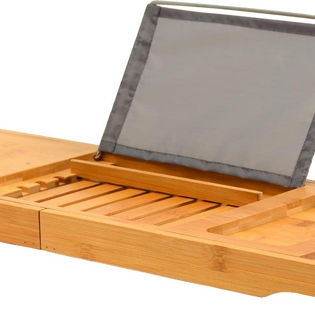 Bamboo Bathtub Tray - Expandable Bath Tub Tray Bathtub Caddy Tray- Adjustable Organizer Tray for Bathroom - Luxury Bath Caddy Tub Table Bathroom Accessories - Unique Gift for Women and Men