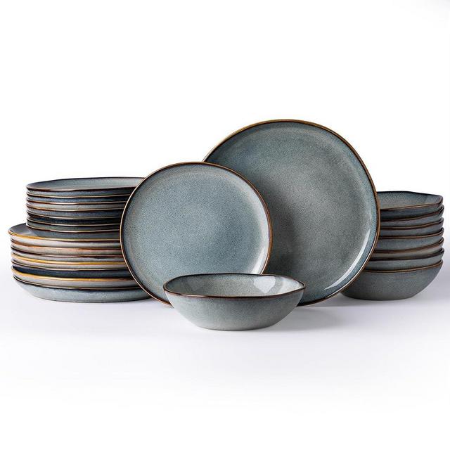 AmorArc Ceramic Dinnerware Sets,Handmade Reactive Glaze Plates and Bowls Set,Highly Chip and Crack Resistant | Dishwasher & Microwave Safe Dishes Set,Service for 12 (36Pcs)
