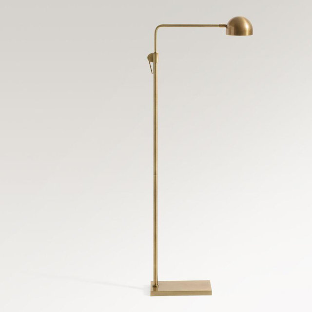 Sherman Metal Dome Head 46" Task Floor Lamp, Vintage Brass