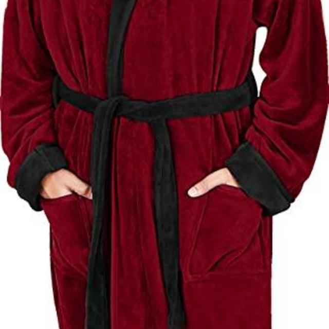 NY Threads Luxurious Men's Shawl Collar Fleece Bathrobe Spa Robe