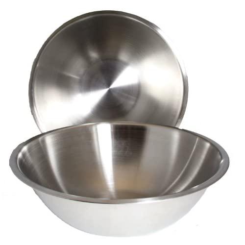 8 Quart, Set of 2, Mixing Bowls, Stainless Steel, Professional Chef, Commercial Kitchen, by Winco, 13.25 Inches Diameter, Flat Base