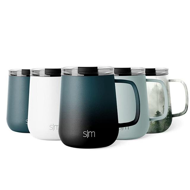 Simple Modern Travel Coffee Mug with Lid and Handle | Reusable Insulated Stainless Steel Cold Brew Iced Coffee Tumbler and Tea Cup | Voyager Collection | 12oz (350ml) | Moonlight
