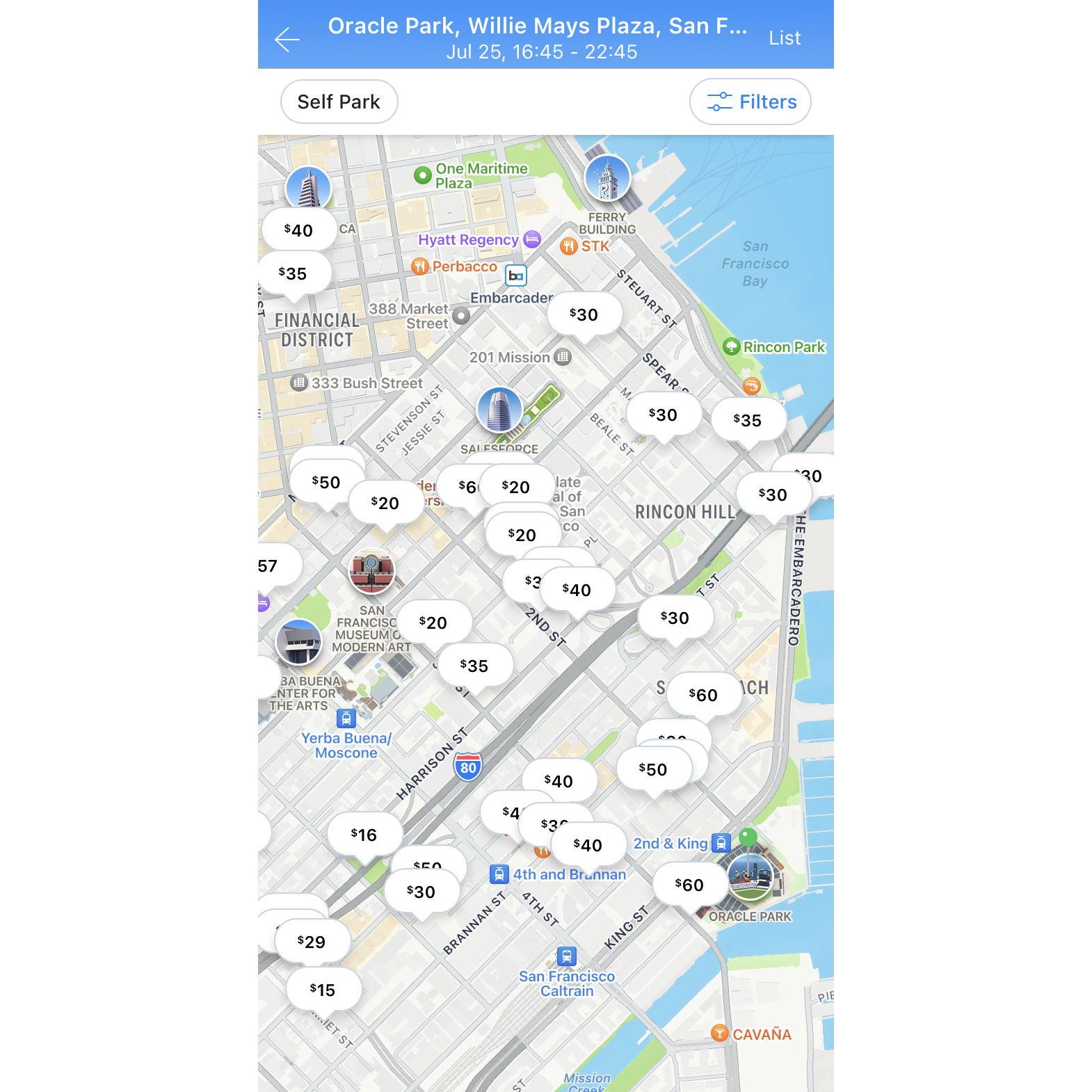 Parking available on the SpotHero app