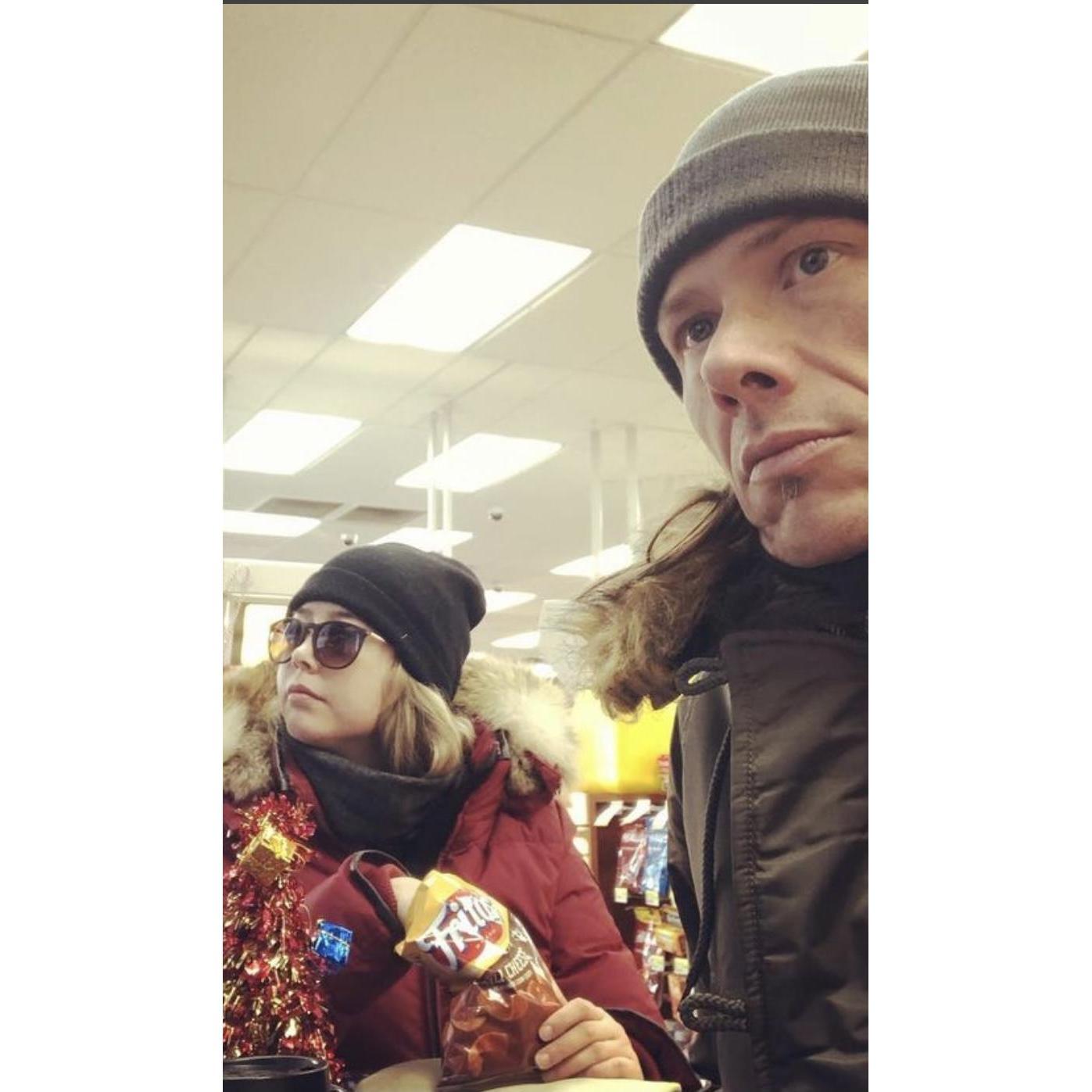 One of the many romantic dates we've enjoyed at the holiday station store down the street.