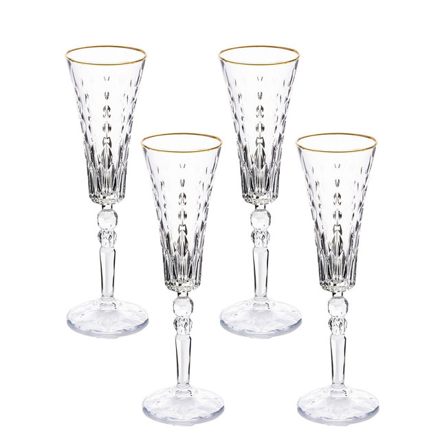 Lorren Home Trends Marilyn Gold-Tone Flutes, Set of 4