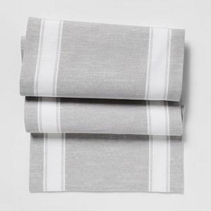 72"x14" Stripe Table Runner Gray - Threshold™