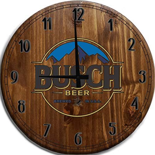 TBA Large Wall Clock Busch Beer Mountains Bar Sign Home Décor Classic Walnut 18 inch Wall Decor