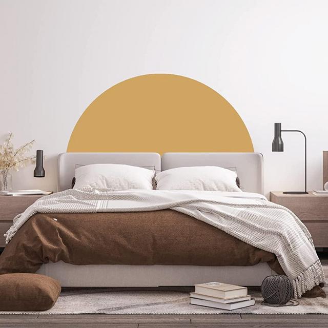 MINICK Half Circle Headboard Decal - Abstract Wall Decal, Boho Headboard, Wall Decals for Bedroom, Wall Boho Decor Livingroom, Removable Arch Wall Decal, Apartment Friendly Decal Peel and Stick (Half Circle, Yellow)
