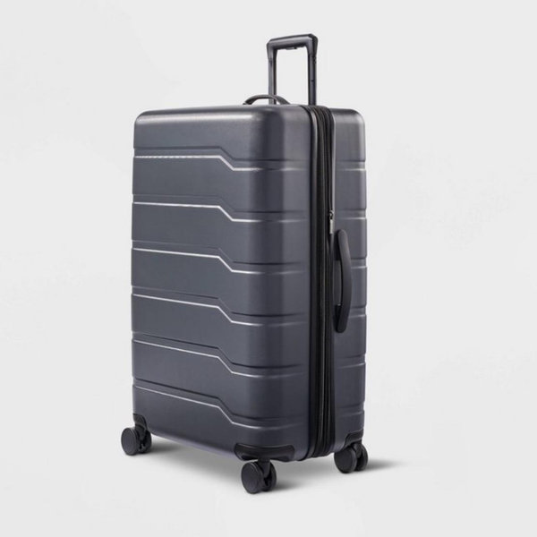 Grey Hardside Large Checked Spinner Suitcase - Open Story™