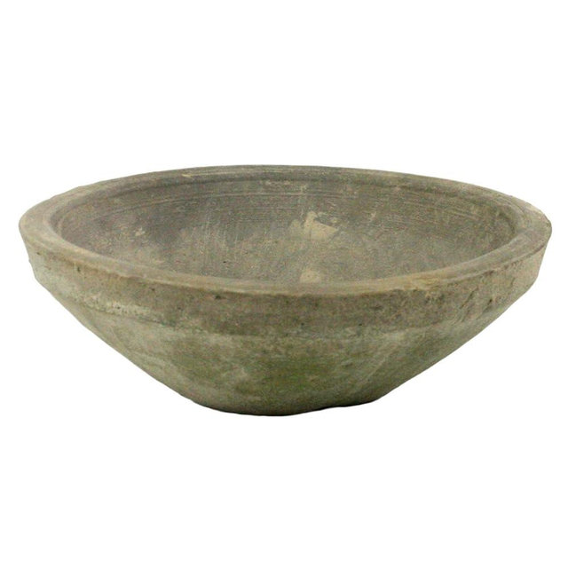 HomArt Rustic Terra Cotta Bowl, Small, Moss Grey, 1-Count