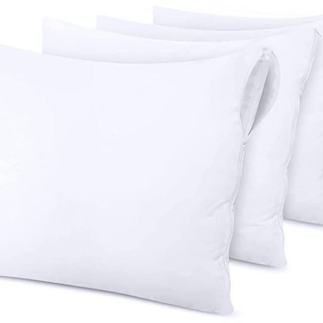 Utopia Bedding Waterproof Pillow Protector Zippered (4 Pack) Queen – Bed Bug Proof Pillow Encasement 20 x 28 Inches